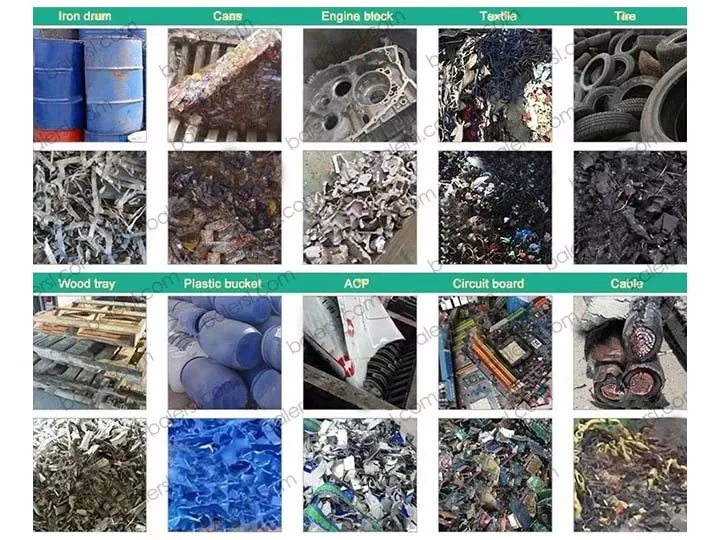 raw materials processed by plastic rubber shredder
